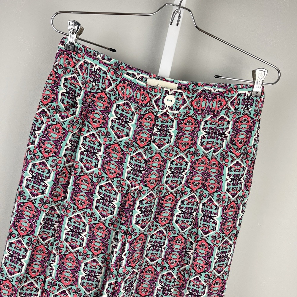 Anthropologie Elevenses Wide Leg Pants Womens 2 Boho Printed Rayon Trousers